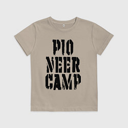 Футболка хлопковая детская Пионерский лагерь, ностальгия, цвет: миндальный