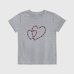 Футболка хлопковая детская Два влюбленных сердца линией из игральных карт раз, цвет: меланж