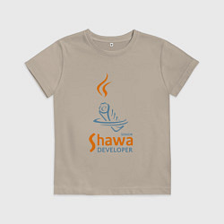 Футболка хлопковая детская Senior Shawa Developer, цвет: миндальный