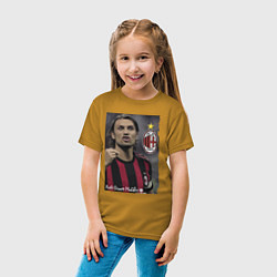 Футболка хлопковая детская Paolo Cesare Maldini - Milan, captain цвета горчичный — фото 2