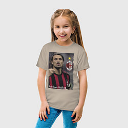 Футболка хлопковая детская Paolo Cesare Maldini - Milan, captain, цвет: миндальный — фото 2