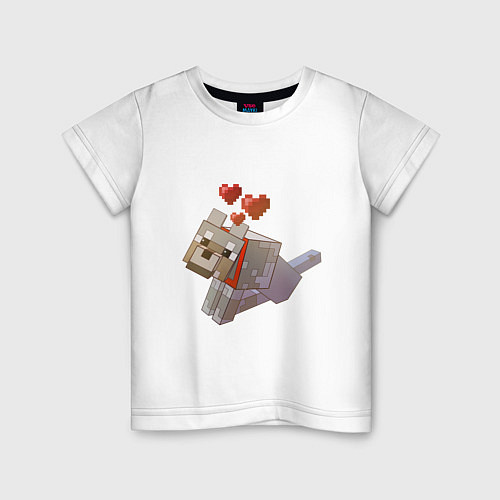 Детская футболка Майнкрафт - милая собачка / Белый – фото 1