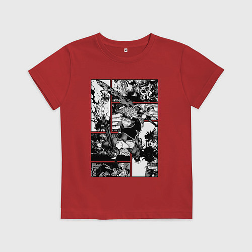 Детская футболка АСТА Черный Клевер Панели Манги / Красный – фото 1