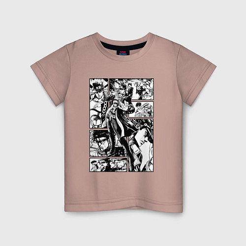 Детская футболка ДЖотаро Куджо на панели манги / Пыльно-розовый – фото 1