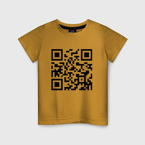 Детская футболка Хочу в тайгу - QR code / Горчичный – фото 1