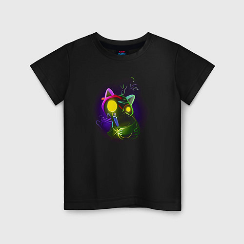 Детская футболка Таинственный кот / Черный – фото 1