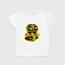 Футболка хлопковая детская Кобра кай лого, цвет: белый