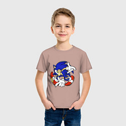 Футболка хлопковая детская Blue Hedgehog, цвет: пыльно-розовый — фото 2