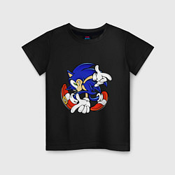 Футболка хлопковая детская Blue Hedgehog, цвет: черный