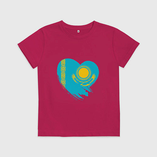 Детская футболка Сердце - Казахстан / Маджента – фото 1