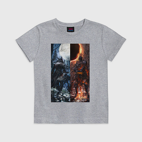 Детская футболка Dark Souls x Bloodborne Дарк Соулс / Меланж – фото 1