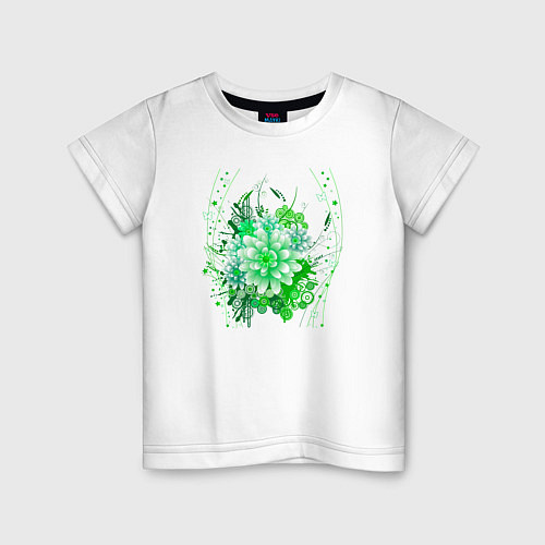 Детская футболка Пышная яркая зелень / Белый – фото 1