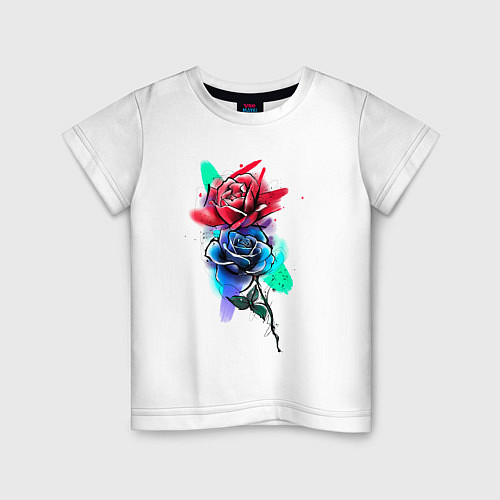 Детская футболка Красная и синяя розы / Белый – фото 1