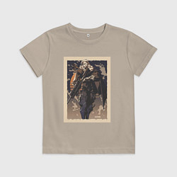 Футболка хлопковая детская Sova арт, цвет: миндальный