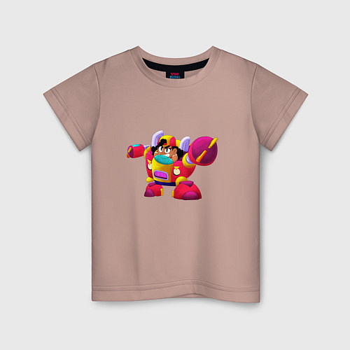 Детская футболка Бравл старс Мэг с роботом / Пыльно-розовый – фото 1