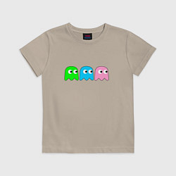 Футболка хлопковая детская Pac man - play Для двоих, цвет: миндальный