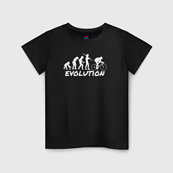 Футболка хлопковая детская Эволюция велосипедиста, цвет: черный