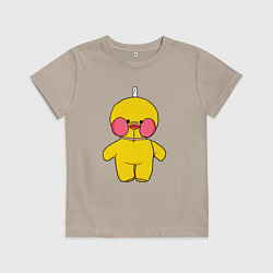 Футболка хлопковая детская Уточка Lalafanfan Лалафанфан, цвет: миндальный