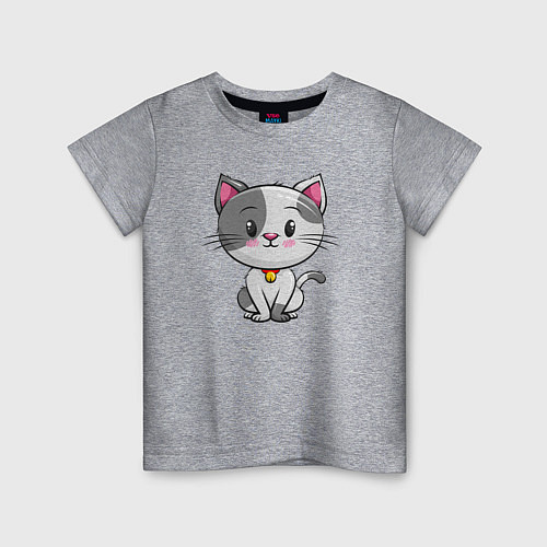 Детская футболка Серый маленький котенок / Меланж – фото 1