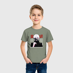 Футболка хлопковая детская Токийский гуль Tokyo Ghoul, Ken Kaneki Канеки Кен, цвет: авокадо — фото 2