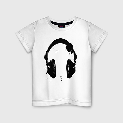Детская футболка Headphones наушники / Белый – фото 1
