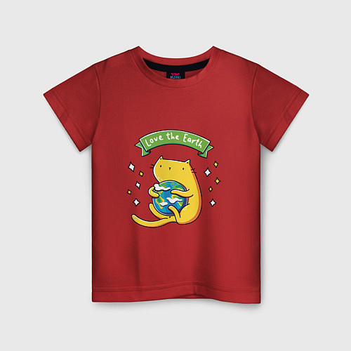 Детская футболка Любвеобильный Котик / Красный – фото 1