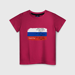 Футболка хлопковая детская Для дизайнера Флаг России Color codes, цвет: маджента