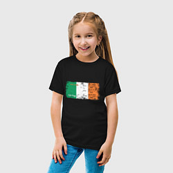 Футболка хлопковая детская Флаг Ирландии, цвет: черный — фото 2