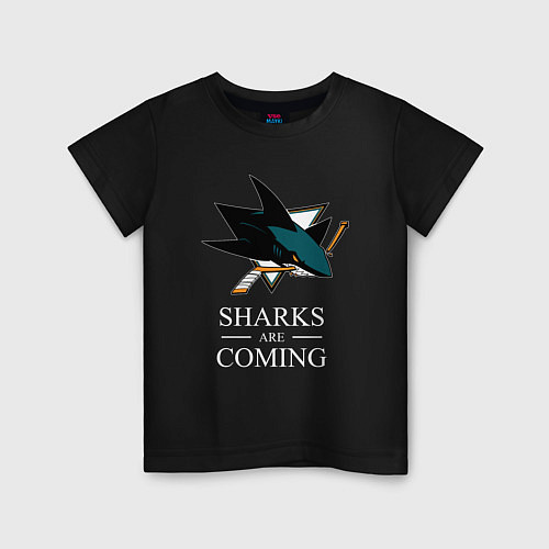 Детская футболка Sharks are coming, Сан-Хосе Шаркс San Jose Sharks / Черный – фото 1