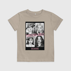 Футболка хлопковая детская Blackpink K-pop, цвет: миндальный