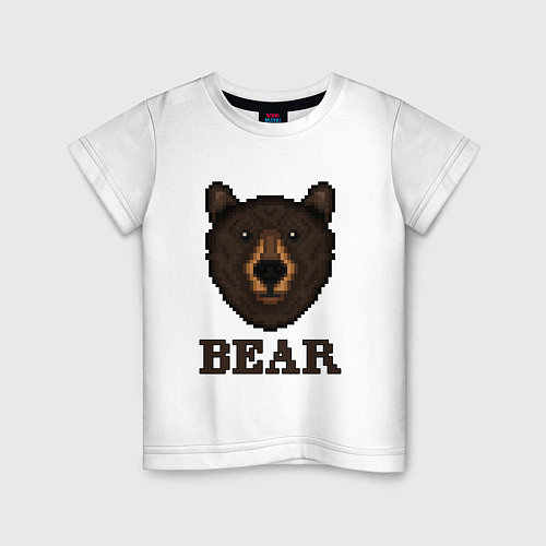 Детская футболка Пиксельный медведь / Белый – фото 1