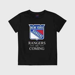 Футболка хлопковая детская Rangers are coming, Нью Йорк Рейнджерс, New York R, цвет: черный