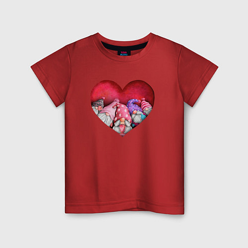 Детская футболка Гномы в сердечке / Красный – фото 1