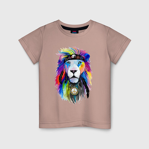 Детская футболка Color lion! Neon! / Пыльно-розовый – фото 1