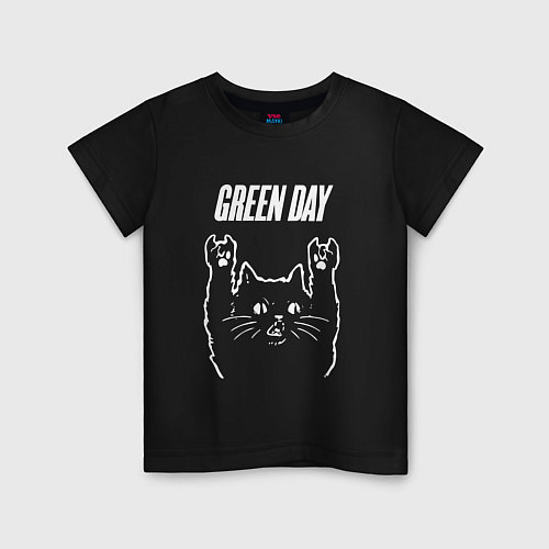 Детская футболка Green Day Рок кот / Черный – фото 1