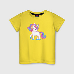 Футболка хлопковая детская Единорог unicorn, цвет: желтый