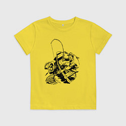 Футболка хлопковая детская Ловля окуня, цвет: желтый