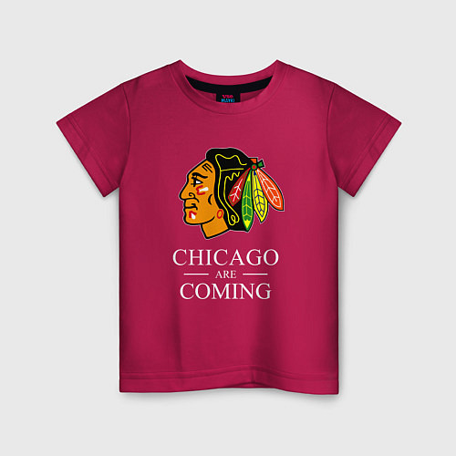Детская футболка Chicago are coming, Чикаго Блэкхокс, Chicago Black / Маджента – фото 1