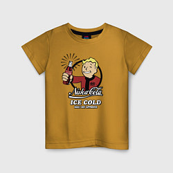 Футболка хлопковая детская Fallout Nuka Cola Vault Boy Approved, цвет: горчичный