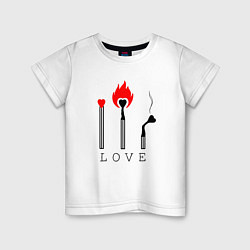 Футболка хлопковая детская LOVE ЛЮБОВЬ, цвет: белый