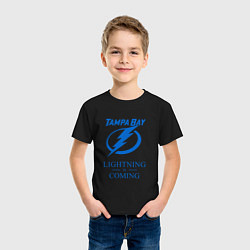 Футболка хлопковая детская Tampa Bay Lightning is coming, Тампа Бэй Лайтнинг, цвет: черный — фото 2
