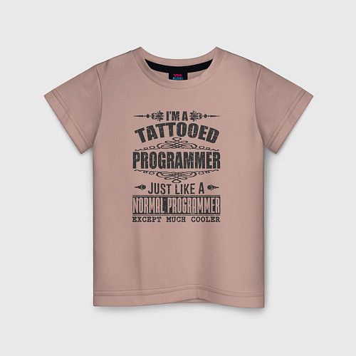 Детская футболка Я татуированный программист, это как обычный прогр / Пыльно-розовый – фото 1