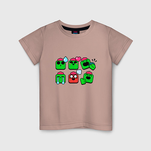 Детская футболка Значки на Спайка Пины Бравл Старс / Пыльно-розовый – фото 1