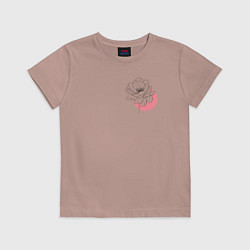 Футболка хлопковая детская Pink flower from lines, цвет: пыльно-розовый