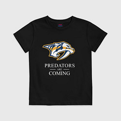 Футболка хлопковая детская Nashville Predators are Coming Нэшвилл Предаторз, цвет: черный