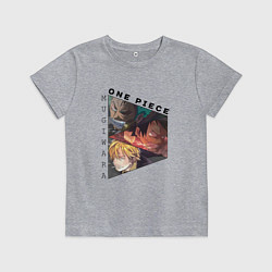 Футболка хлопковая детская Ван-Пис, Луффи, Зоро Ророноа, Санджи Винсмок, цвет: меланж