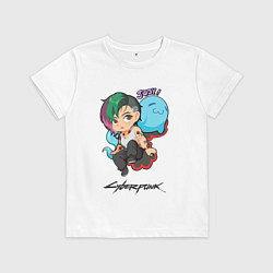 Футболка хлопковая детская Cyberpunk 2077 Judy Киберпанк Джуди, цвет: белый