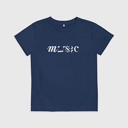 Футболка хлопковая детская Music Белая Портрет, цвет: тёмно-синий