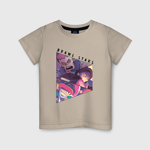 Детская футболка Фрэнк, Мортис и Эмз из Бравл старс / Миндальный – фото 1