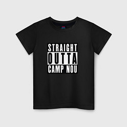 Футболка хлопковая детская Barcelona Straight Outta Camp Nou Барселона, цвет: черный